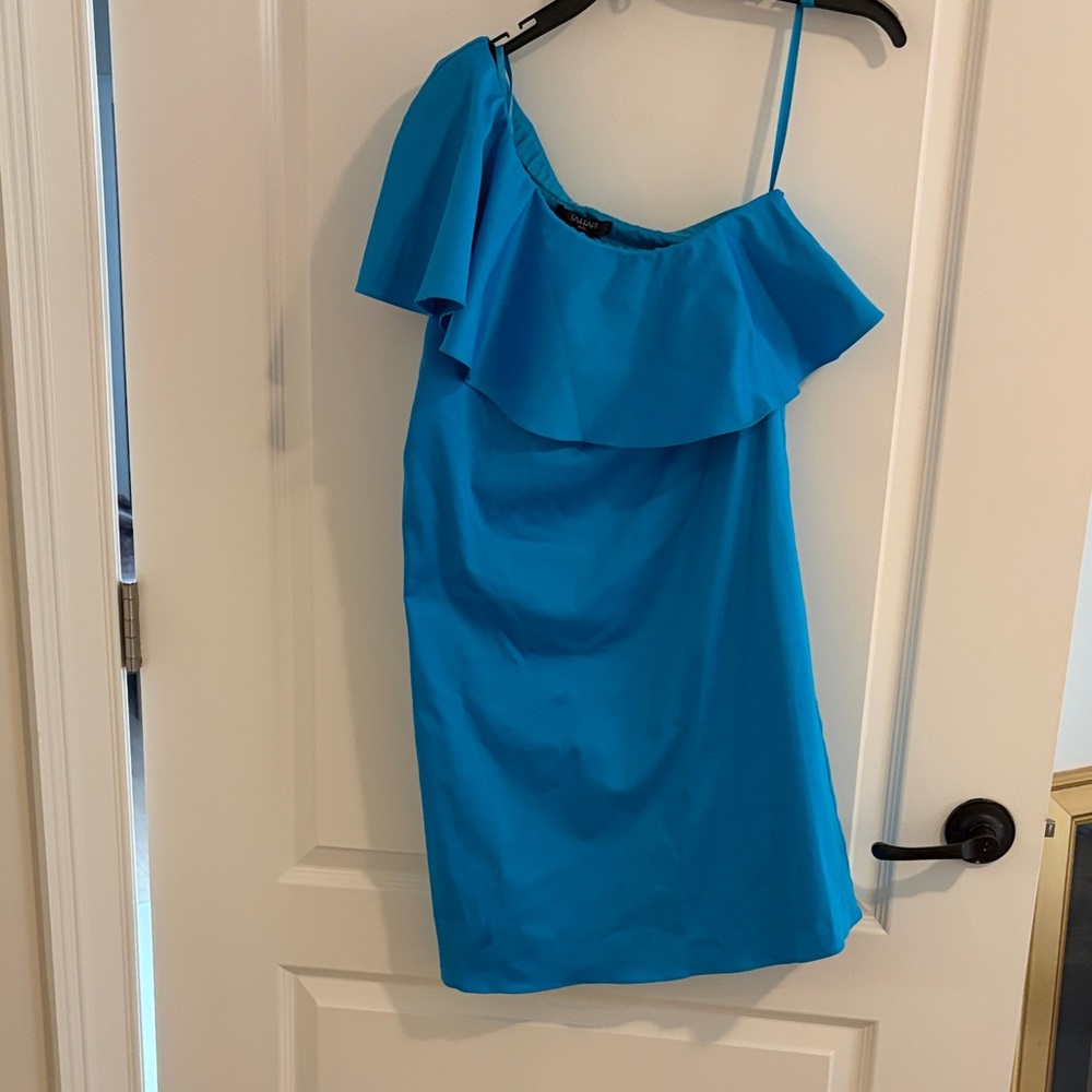 Tahari ASL Vibrant Blue One-Shoulder Dress